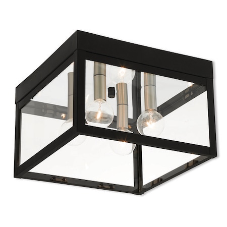 Livex Lighting Nyack 4 Light Black Outdoor Ceiling Moun 20589-04